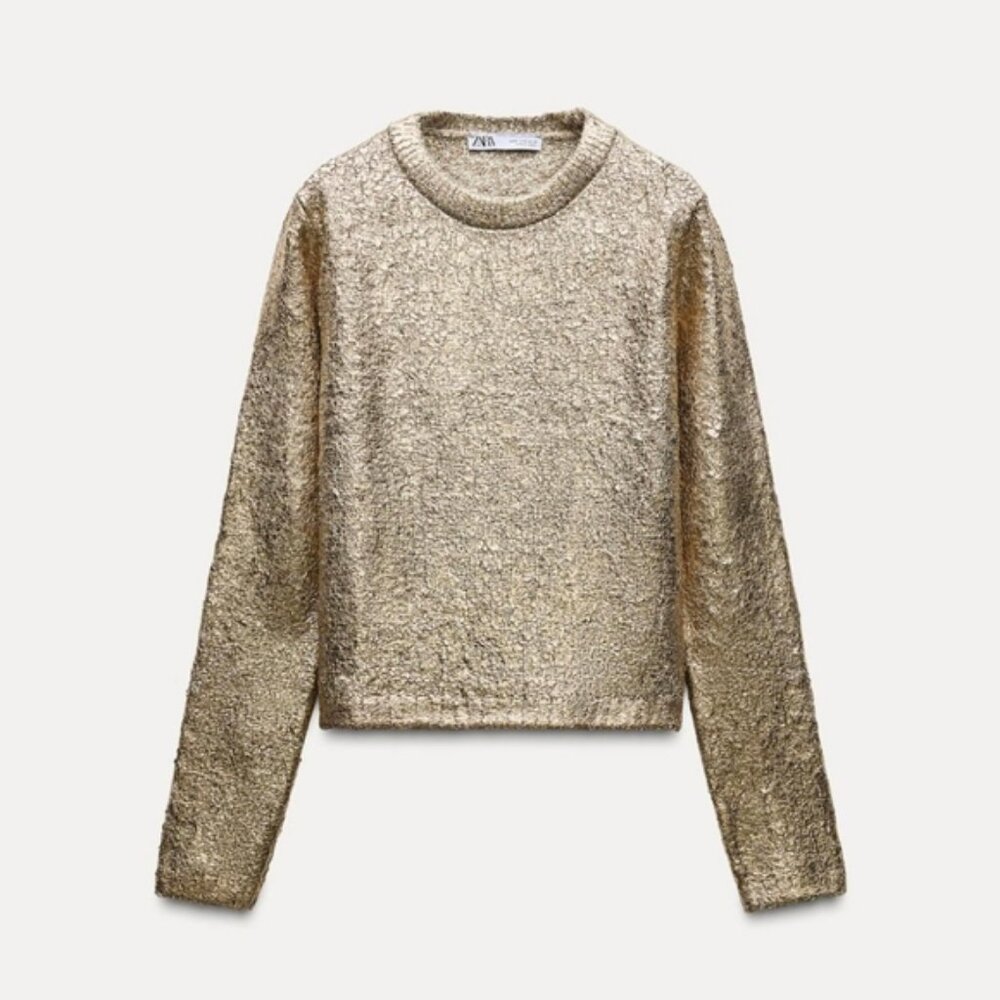 ZARA FOIL KNIT SWEATER